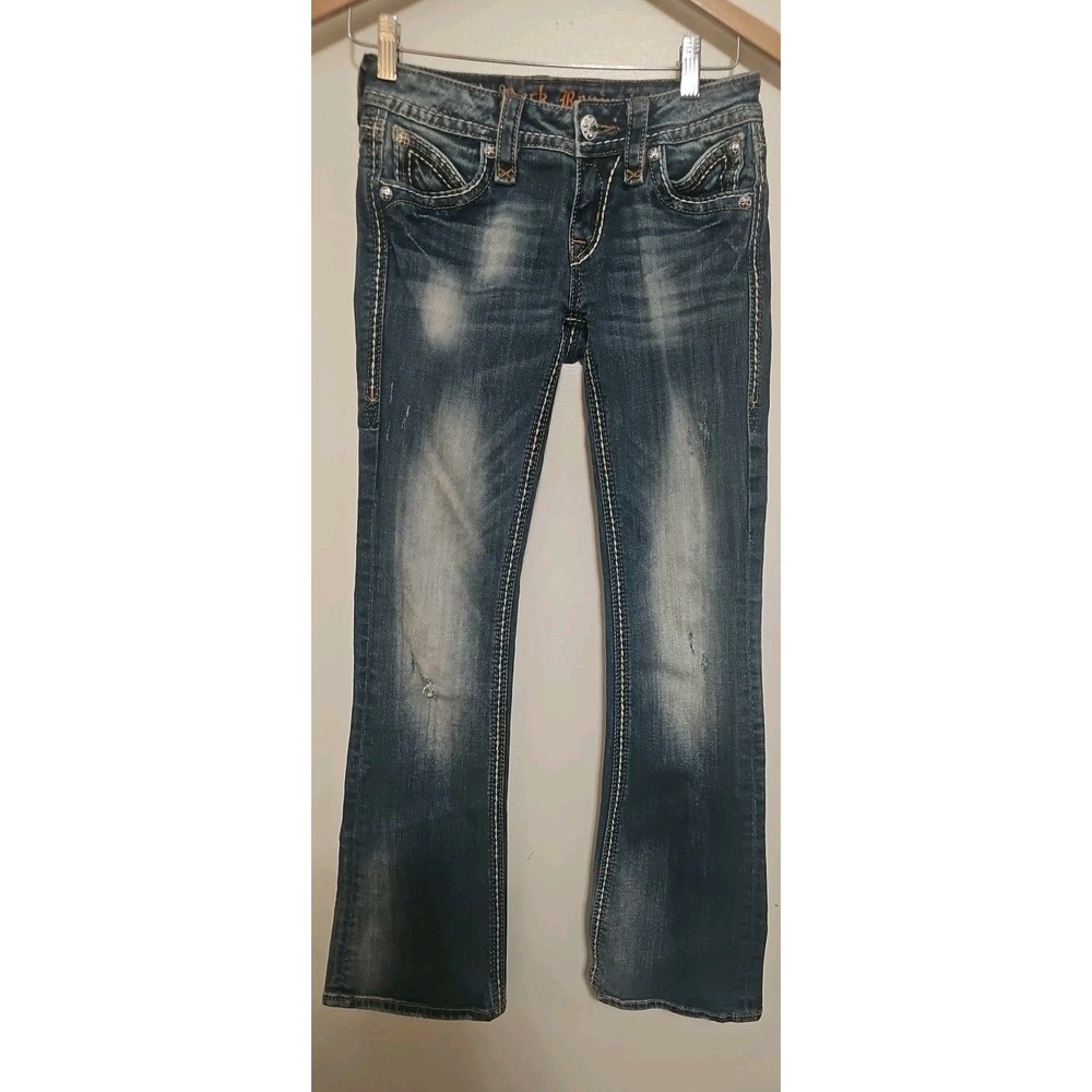 Rock Revival Women's Size 26 Jeans Amber Boot Button Flap Pockets 29 In Inseam